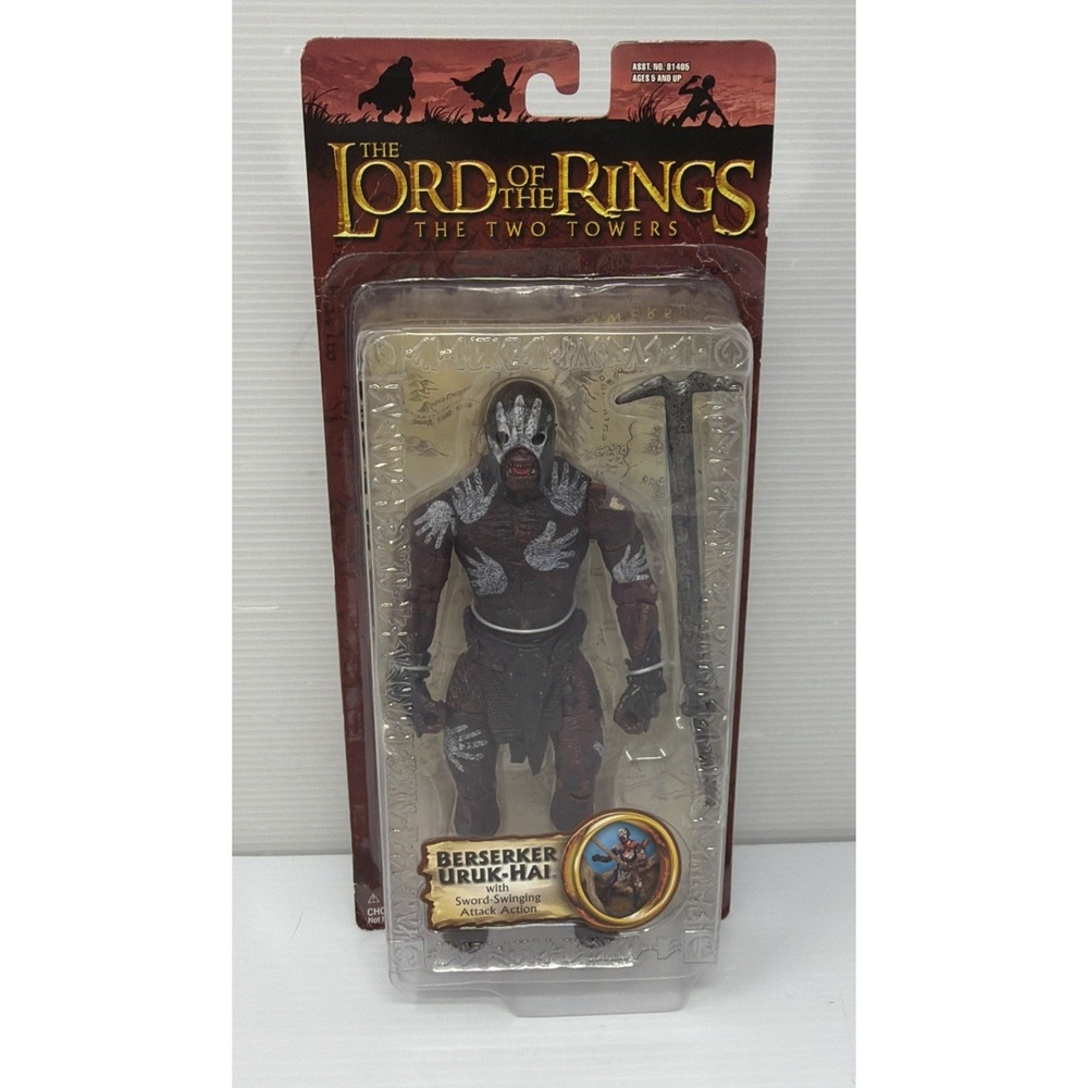 Toybiz Lord o the Rings Two Towers BERSERKER URUK-HAI Sword Swinging Figure NEW